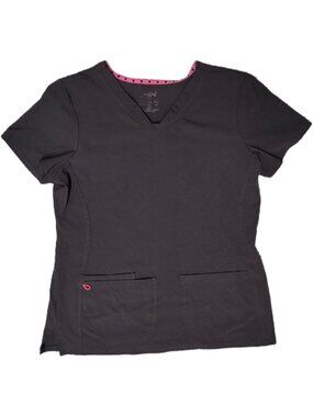 HeartSoul Break On Through Scrub Top M Pewter Gray Pink Style 20710
